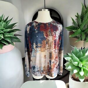 Lightweight Abstract Print Pullover